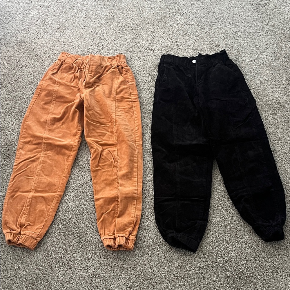 Corduroy Jogger Pants - Orange and Black